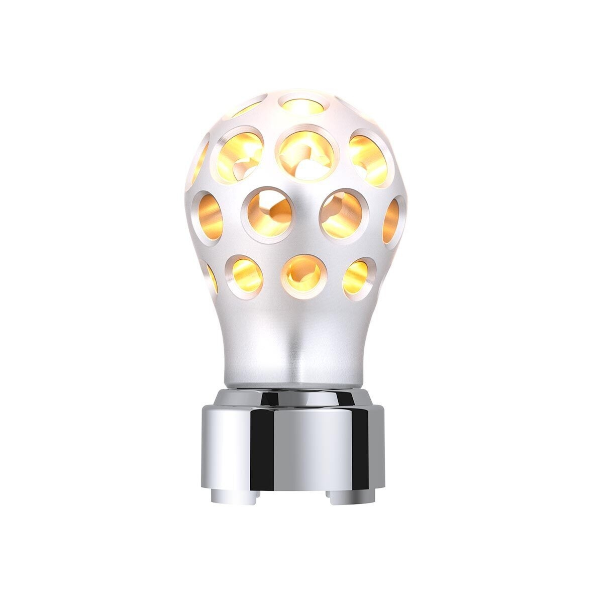 Thread-On Annodized Phoenix Ball Gearshift Knob With LED 9/10 Speed Adapter-Amber LED