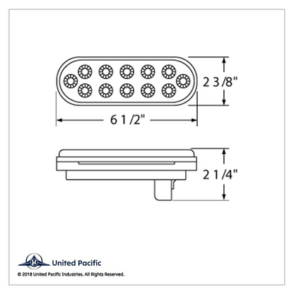 12 LED 6" Oval Reflector Light (Stop, Turn & Tail) - Red LED/Red Lens