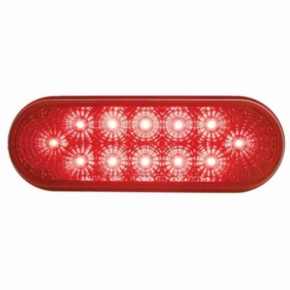 12 LED 6" Oval Reflector Light (Stop, Turn & Tail) - Red LED/Red Lens