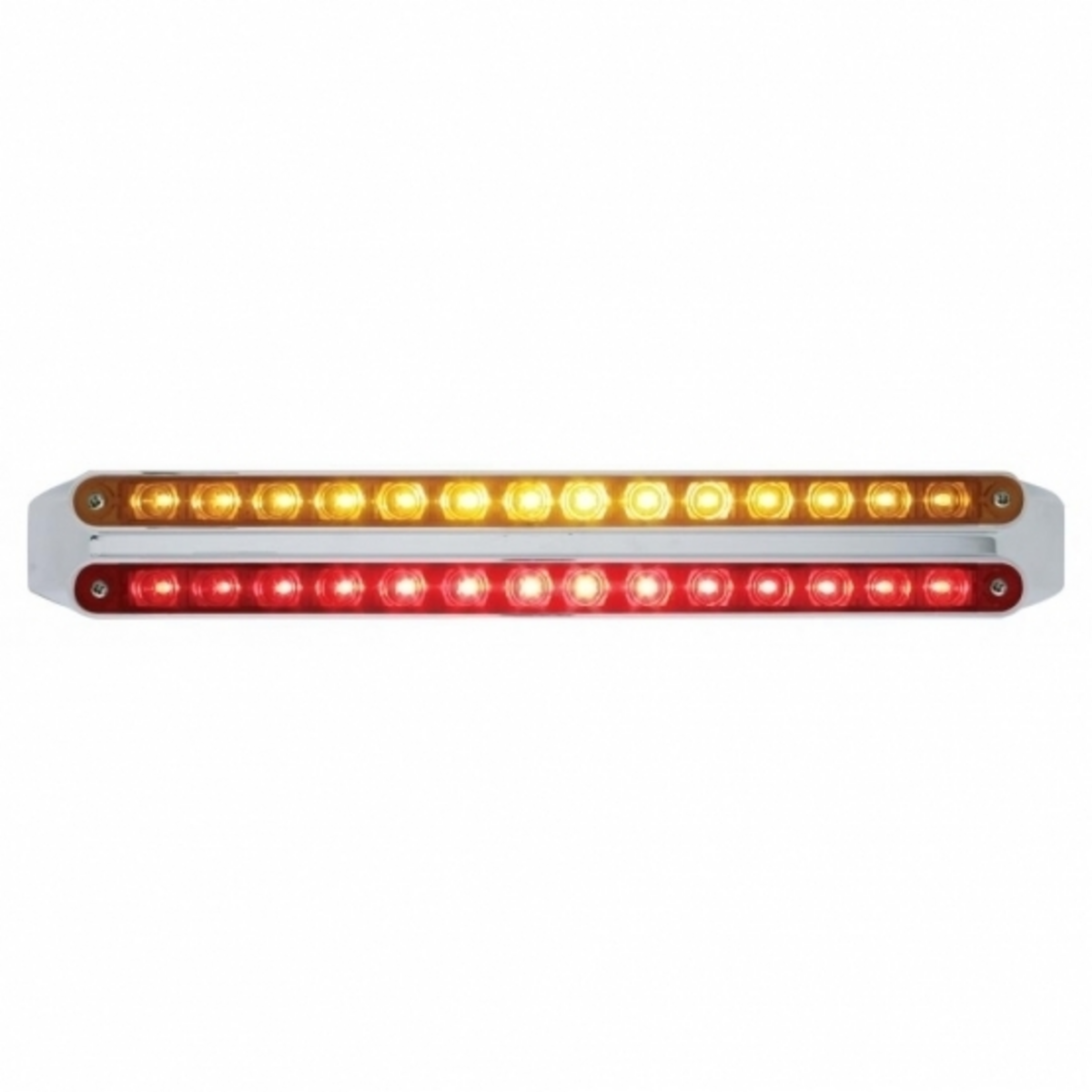 Dual 14 LED 12" Light Bars - Amber & Red LED/Amber & Red Lens