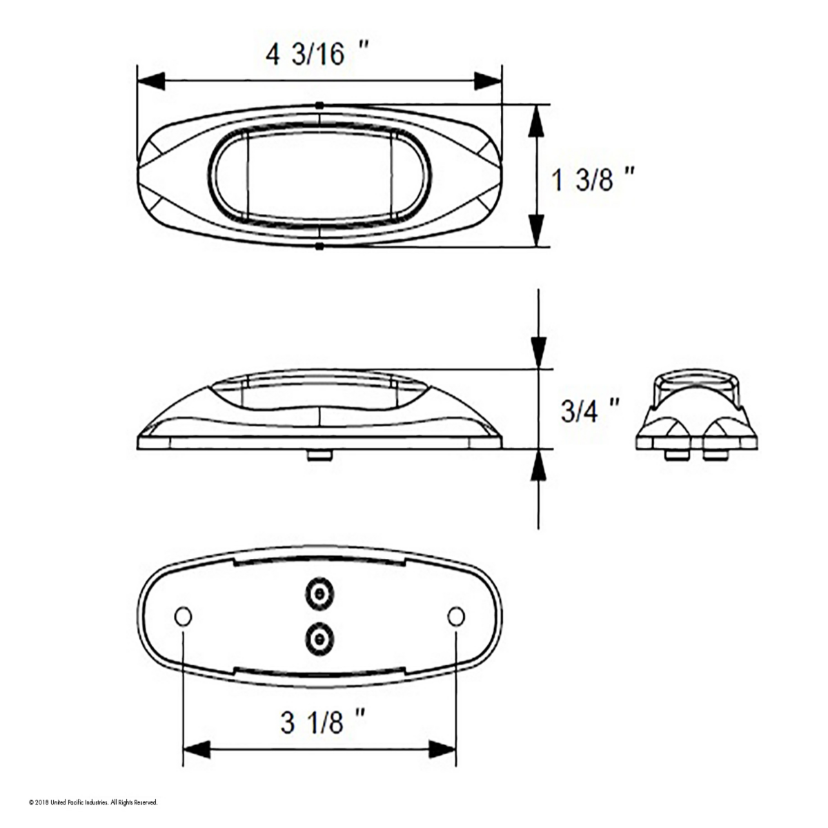 3 LED Reflector Light (Clearance/Marker) - Amber LED/Clear Lens (Bulk)