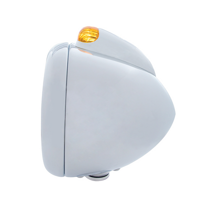 Chrome Guide 682-C Headlight H4 With Amber LED & Dual Mode LED Signal - Amber Lens